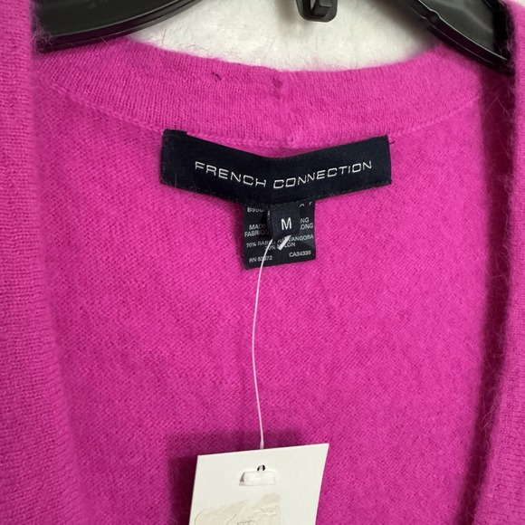 NEW French Connection Fuzzy Angora Wrap Top Sweater Size M Fitted Magenta Sexy - Picture 9 of 16